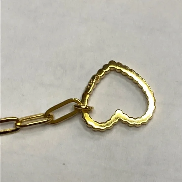 18kt solid Gold Heart paper clip Chain Bracelet